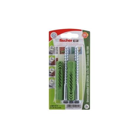 Fischer 2x Tassello Universale UX GREEN 12x70 S con Vite - 524815