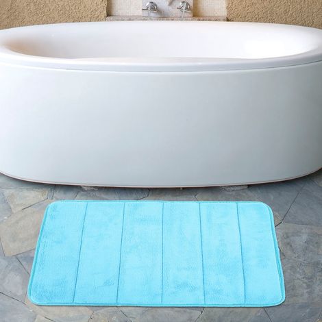 Tapis de sol enroulable, absorbant l'eau, à séchage rapide et antidérapant pour la maison (bleu clair) (1/5)