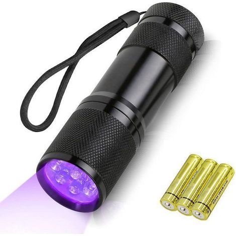1 lampe torche UV, LED 395 nm, portable et compacte, lampe de poche ultraviolette, détection de documents et textiles, usage professionnel et domestique (1/5)