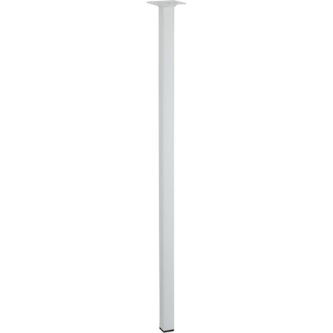 Hettich – Pied de table basse carré fixe – Acier époxy blanc – Hauteur 70 cm – Charge 50 kg – Fixation à visser par platine 60x60 mm