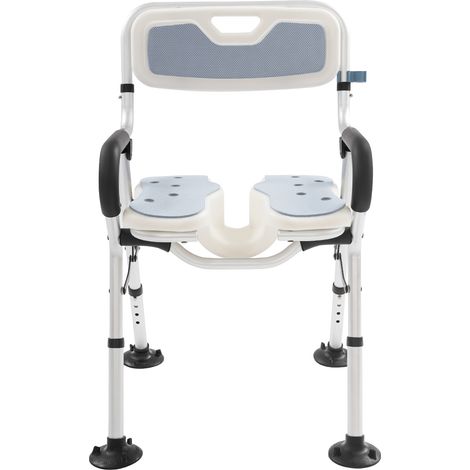 Chaise de douche pliable en U 150 kg – Siège de bain réglable avec accoudoirs antidérapants et dossier, hauteur 72-79 cm – Pour femmes enceintes, personnes âgées et à mobilité réduite (1/5)