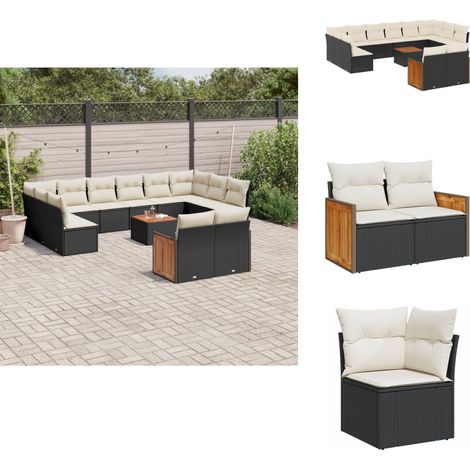 13-tlg. Garten-Sofagarnitur mit Kissen Schwarz Poly Rattan - Gartenmöbel - Outdoor Möbel - Rattan Gartenset - Lounge Set - Esstisch (1/5)