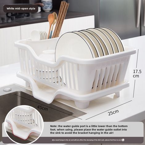 Égouttoir à vaisselle japonais en plastique, niveau unique, (blanc)