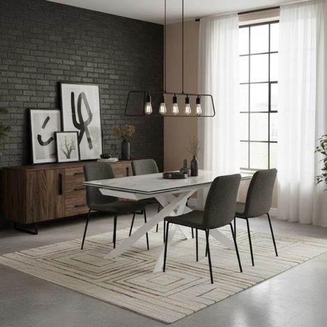 Axis, Tavolo allungabile con top in Ceramica su vetro Marmo bianco (90cm X 160/240cm H. 76cm)  Duzzle (1/5)