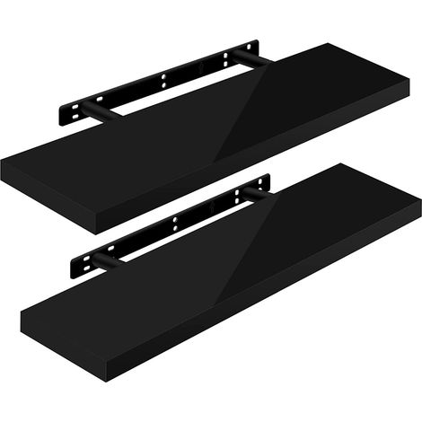WOLTU 2 x Étagère Murale, Tablette Murale Panneau de Bois, Étagère Flottante, Étagère à Livres, 80x22, 9x3, 8cm, Nior RG9480sz-2 (1/4)