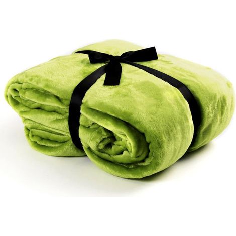 Kuscheldecke Tagesdecke Wohndecke 210 x 280 cm Flanell Decke Bettüberwurf XXXL Kiwi