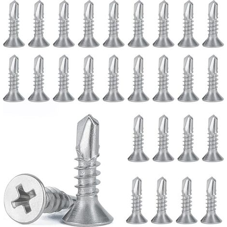150 viti autofilettanti per lamiera da 4,2 x 16 mm, viti autoforanti per metallo, viti a testa piatta Phillips in acciaio inossidabile 410, per metallo, legno, mobili, elettrodomestici e altri prodott (1/5)