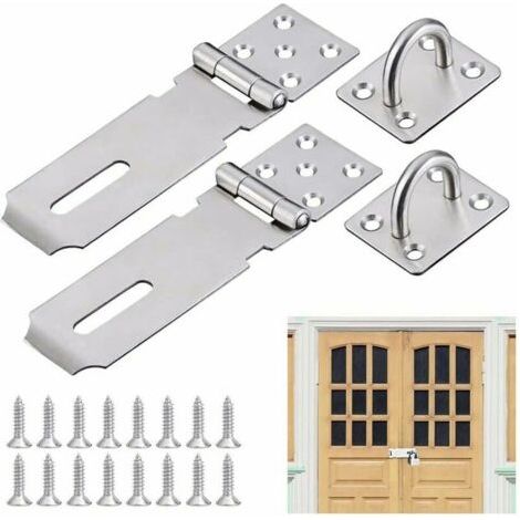 VURAHOME - Lot de 2 cadenas de porte en acier inoxydable, 5 pouces, robustes et antirouille, avec vis, anticorrosion pour portes, armoires, tiroirs et meubles – Argent (1/5)
