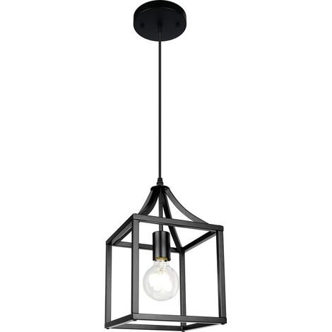 Suspension in metal black, design to a notule bulb, suitable to the rooms to eat, kitchen, islands, bedroom, walkways, etc., 220V (bulb non included). (1/5)