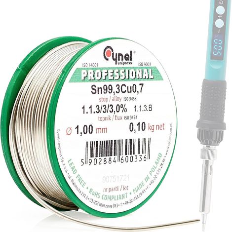 Étain Cynel sans plomb Sn99,3CU0,7 1,00 mm 100 g
