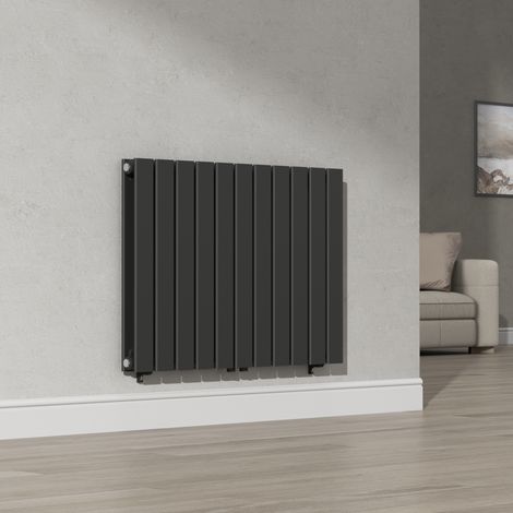 Termosifone Nore ad Acqua Calda Pannello Doppio con Elementi Piatti 60 x 80 cm Nero [neu.haus]