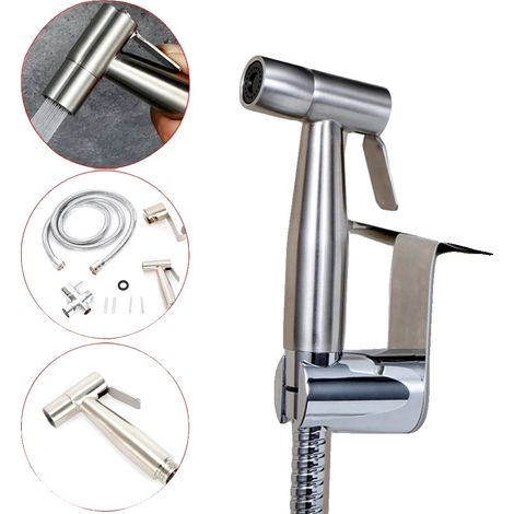 Bidet Sprühset, langlebiger Edelstahl, vielseitig einsetzbar zur Reinigung, Silber (1/2)