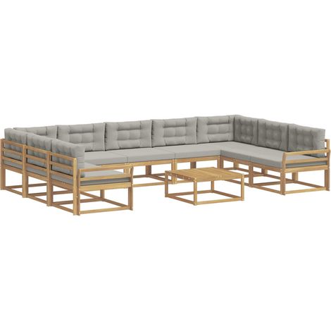 Set di divani da esterno 10 pz Bianco e Grigio Chiaro vidaXL (1/5)