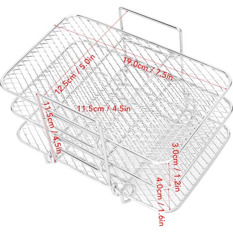 Ortviai Grille de Friture 3 Étages en Acier Inoxydable pour Ninja DZ201 et DZ401, Compatible Air Fryer (1/4)