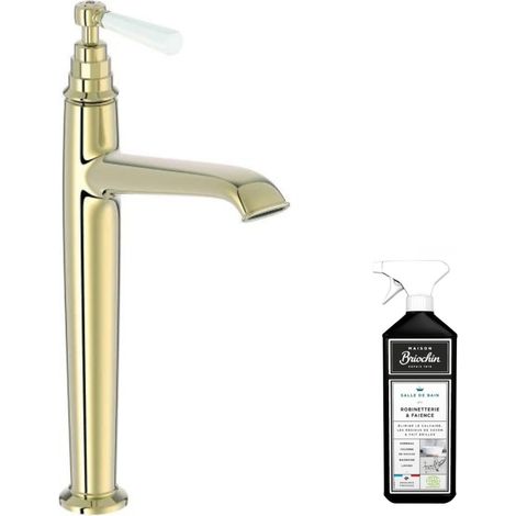 Mitigeur lavabo haut JACOB DELAFON Cléo 1889 or beige + nettoyant Briochin (1/4)