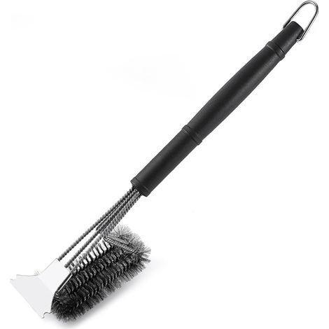 Barbecue Brush, Brosse Barbecue, 3 en 1 Brosse de Nettoyage pour Barbecue avec Racloir, PP Thermique Manche D'isolation Brosses à Barbecue, Sécurité Anti-brûlure pour Grillade Pique-Nique (1/5)