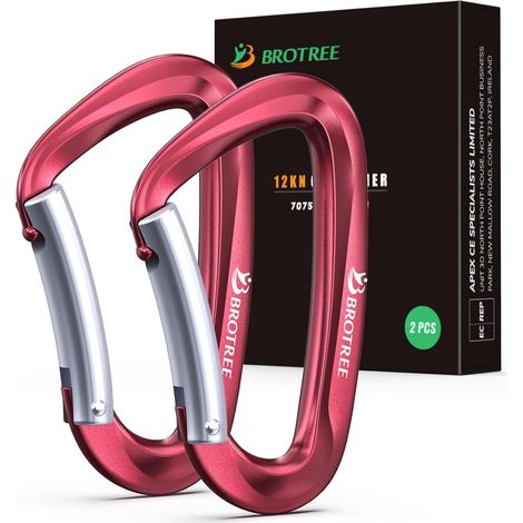 Mousqueton Tactique Mousqueton 8cm Aluminium 12KN (1200 kg) Charge Lourde Forme D pour Hamac, Camping, Randonnée, Extérieur (1/5)