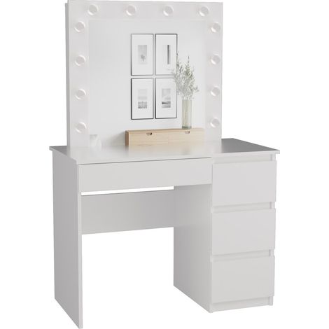 CAROL - Comodino con specchio + illuminazione LED - 4 cassetti - 98x76x51cm - Ufficio (1/3)