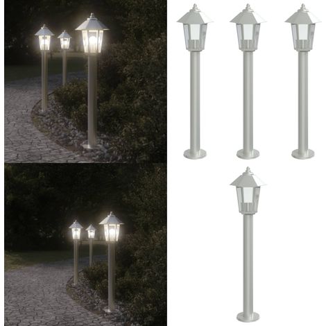 Wegeleuchten 3 Stk. Silbern 80 cm Edelstahl - Outdoor Beleuchtung - Gartenlampe - Edelstahl Lampe - LED Stehlampe - Wetterfeste Beleuchtung - Home & Living (1/5)