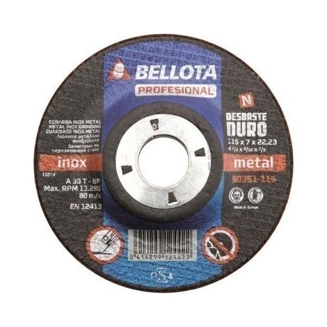 Disco Desbaste Metal 115X7X22 Mm Bellota