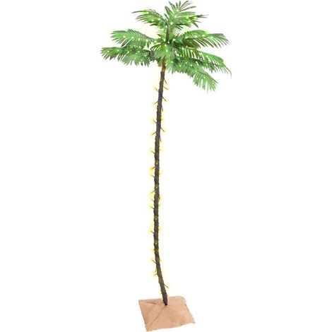 Palmier Artificiel Lumineux 192 LED Blanc Chaud Arbre Décoratif avec Base en Jute 300 cm - PANGIVO (1/5)