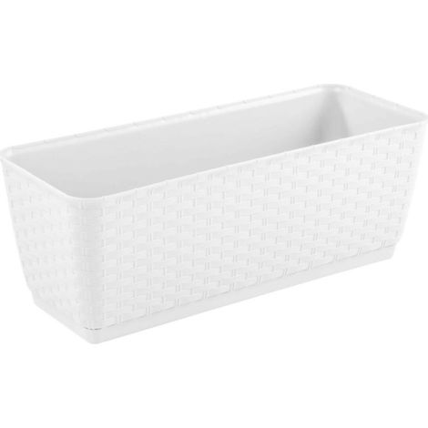 Pot de fleurs de balcon DRL400PW avec support Blanc (1/5)