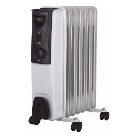 7 Fin 1500W 240V Portable Electric Oil Filled Radiator - White (1/2)