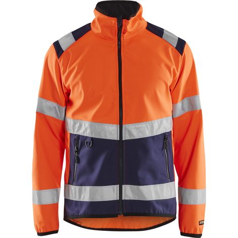 Blakläder Warnschutz-Softshell-Jacke, orange / marineblau, Unisex-Größe: L