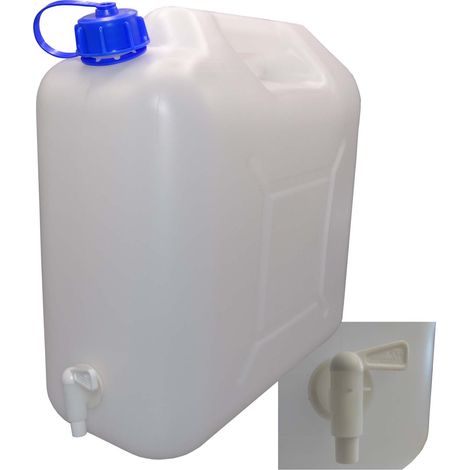20 L Kanister mit Deckel, Zapfhahn und Ausgießer, natur Trinkwasser (1/3)