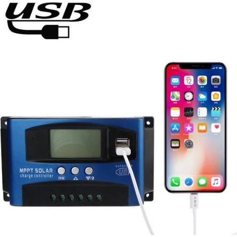 Régulateur de charge solaire - 100A MPPT - 12V/24V - Suivi automatique - Haute efficacité (1/4)