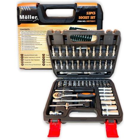 SET CHIAVI BUSSOLA CON CRICCHETTO 53PZ ATTACCO 1/4 REVERSIBILE CHROME VANADIUM (1/5)