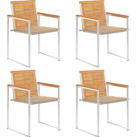 Gartenstühle 4 Stk. mit Kissen Massivholz Teak