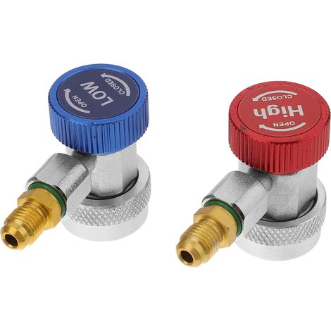 Adaptadores de acoplamiento ajustables para aire acondicionado AC R134A, conector alto ajustable HVAC con escape macho SAE de 1/4 de pulgada para accesorios. (1/5)