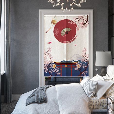 Rideau demi-porte style japonais pour chambre d'enfant, cuisine, magasin ou restaurant, 85 x 120 cm (1/5)