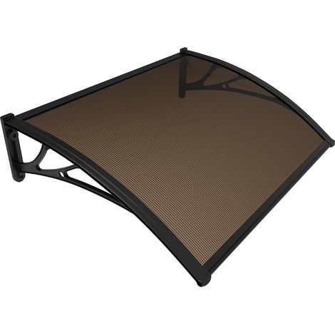Auvent de Porte d'entrée Toit Marquise en Polycarbonate Porte Résistante Toit Abri Protection Contre La Pluie et UV 100x80cm Marron (1/5)