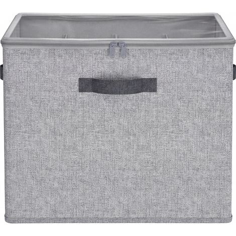 Organiseur de Chaussures, pour jusqu’à 16 Paires, Boîte de Rangement Gain de Place, Séparateurs Réglables, Empilable, Couvercle Transparent, pour Armoire, Gris Tourterelle (1/5)