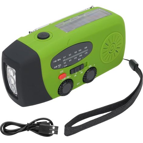 Radio d'urgence solaire avec manivelle et port de charge USB-C, (1/5)