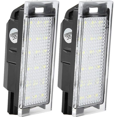 LED Plaque d'Immatriculation, 2 pièces LED Éclairage Plaque Immatriculation Auto Ampoules, Brillant CanBus Pas d'Erreur Feux Arrière pour Clio Espace Laguna Megane (1/5)