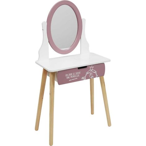 Coiffeuse Enfant "Monsieur Madame" 108cm Rose (1/5)