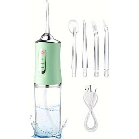 LYERCW - Hydropulseur électrique intelligent avec contrôle précis de la pression, buse rotative à 360° pour un nettoyage en profondeur des dents et des gencives, disponible en vert corail