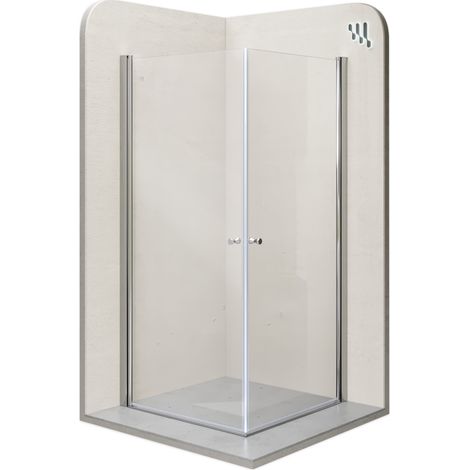 Mampara de Ducha Gaia 80x90x185cm, REVERSIBLE, Puerta abatible, Ajuste 78,5-80,5x88,5-90,5cm,Perfiles Cromados, Cristal transparente 6mm (1/5)
