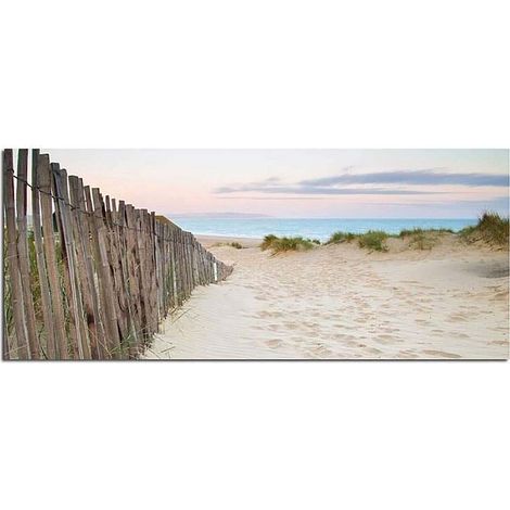 Tableau bois les dunes de sable sur la plage au coucher du soleil - 150 x 60 cm (1/3)