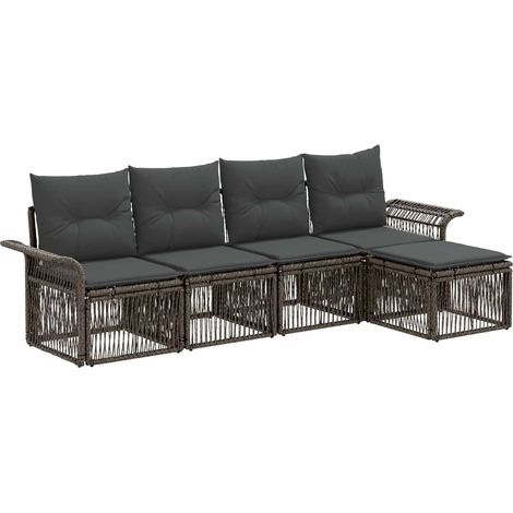 Gartensofa-set 5 pcs Grau Poly-Rattan vidaXL