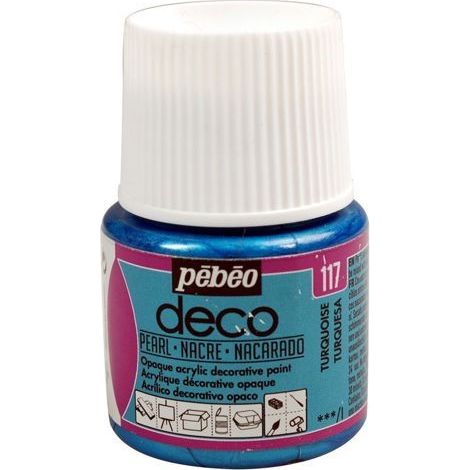 Peinture acrylique - PEBEO - Déco Nacré - 45 ml - Bleu Turquoise - Finition brillante