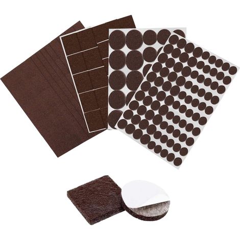 Patin Feutre pour Meubles, Patins en Feutre Auto-adhésifs 166pcs, Premium Patins Antiderapant - Feutrine Autocollante Patin Chaise pour la Maison sur la Protection du Sol (Marron) (1/5)