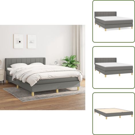 Boxspringbett mit Matratze Dunkelgrau 140x200 cm Stoff - Boxspringbett - Doppelbett - Bettenrahmen - Schlafsofa - Lattenrost (1/5)