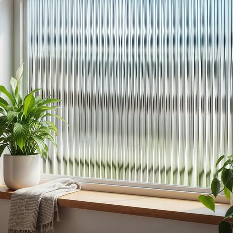 Anti-Peek-Fensterfolie, dekorativer gestreifter Fensterschutz, 30 x 100 cm, elektrostatische Fensterfolie, klebstofffrei und UV-beständig, ideal für Schlafzimmer, Wohnzimmer, Büro oder Küche
