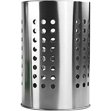 Porte-ustensiles de cuisine en acier inoxydable pour baguettes, cuillères et fourchettes-17.80X12.00X12.00CM-Silver (1/4)