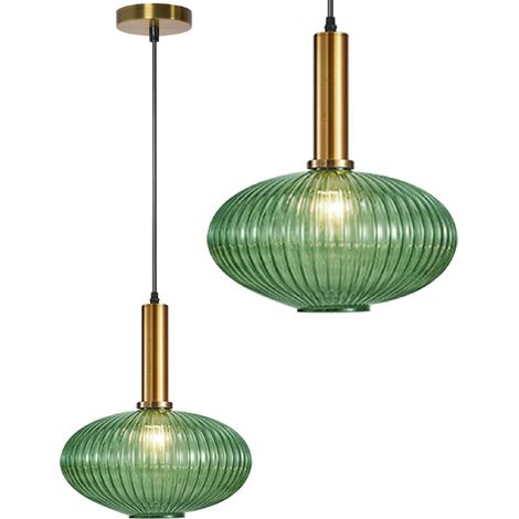 LAMPADA A SOSPENSIONE APP465-1CP VETRO VERDE TONDO 1-PUNTI LUCE E27 24,5X24,5X28,5CM REGOLABILE (1/5)