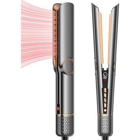 Sèche-cheveux lisseur 2 en 1 – Technologie à air ionique – Séchage rapide pour cheveux mouillés ou secs – 4 réglages de température